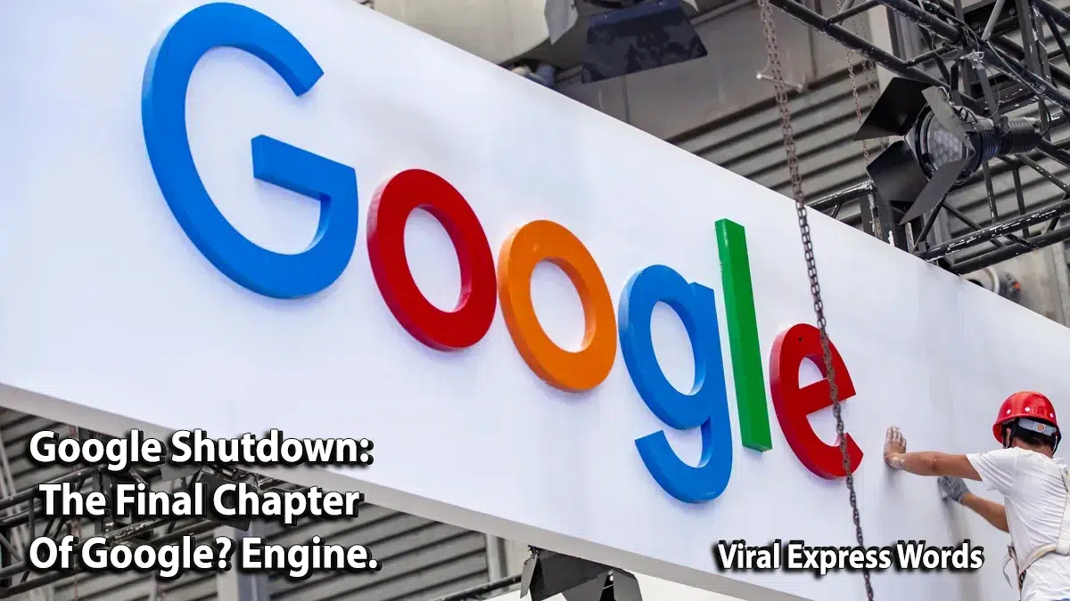 Image depicting a computer screen displaying a message indicating the Google shutdown. The message reads, 'Google services are currently unavailable due to a system shutdown. We apologize for any inconvenience caused. Google's downtime
